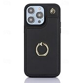 お買い得  iPhone用ケース-電話 ケース 用途 iPhone 16 Pro Max プラス iPhone 15 プロマックスプラス iPhone 14 13 12 11 Pro Max Plus iPhone 14 Pro Max iPhone 13 12 11 Pro Max バックカバー バンカーリング ストラップ付き カード挿入口 レトロ風 TPU PUレザー