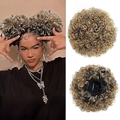 abordables Chignons-Extension de queue de cheval à cordon de serrage afro puff pour femmes noires, postiche en cheveux synthétiques crépus et bouclés pour femmes noires