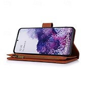 Недорогие Чехлы для Samsung-телефон Кейс для Назначение S21 FE S21 S21 Ультра Плюс A72 S20 Plus S20 Ультра S20 A12 A32 A52 Кейс на заднюю панель со стендом с ремешком на запястье Разъем для карты Ретро ТПУ Кожа PU