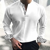 abordables Chemises habillées pour hommes-Homme Chemise Tunique Motif Léopard Casual du quotidien Noir Blanche Beige manche longue Mao Printemps Automne Vêtement Tenue