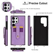 お買い得  サムスン用ケース-電話 ケース 用途 S24 Ultra S24 Plus S23 Ultra S23 Plus バックカバー スタンド付き ミラー ストラップ付き レトロ風 TPU PUレザー