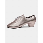 economico Scarpe per balli latini-scarpe da ballo da donna con lacci color argento metallizzato e tacco basso - ideali per spettacoli di ballo da sala e latino
