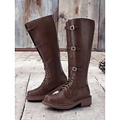 abordables Bottes de combat-bottes de combat à lacets à mollet large pour femmes avec sangles à boucle, semelle robuste - confortables et élégantes pour une tenue décontractée et extérieure