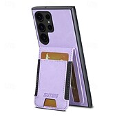 זול מארז סמסונג-טלפון מגן עבור S24 Ultra S23 Ultra Plus S22 Plus Ultra S25 Ultra כיסוי אחורי עם מעמד חריץ לכרטיס עמיד בזעזועים רטרו TPU PC עור PU
