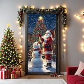 baratos Capas para portas de Natal-decorações de porta de natal capas de porta natal papai noel em pé porta tapeçaria cortina de porta decoração pano de fundo porta banner para porta da frente fazenda festa de fim de ano decoração