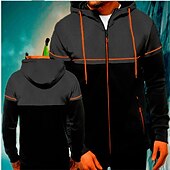 abordables Survêtements-Homme Sweat à capuche Veste Capuche Patchwork Zippé manche longue Pardessus Casual Athleisure Automne Respirable Doux Exercice Physique Fonctionnement Marche Tenue de sport Tenues de Sport Bloc de
