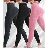 abordables Leggings y mallas de yoga-Mujer Pantalones de yoga Mallas Leggings de Yoga Levantamiento de tope Control de barriga Alta cintura Pilates Entrenamiento de gimnasio Rutina de ejercicio Mallas Leggings Color sólido Negro Rosa