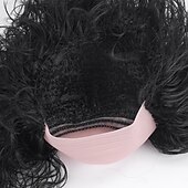 abordables Pelucas de fiesta-Pelucas sintéticas Rizado Con flequillo Hecho a Máquina Peluca Corta Negro Pelo sintético Hombre Negro