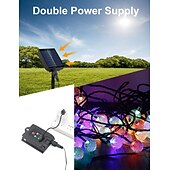 economico Striscie luci ad energia solare-10m Fili luminosi 100 LED Bianco caldo Bianco Multicolore Luci di stringa creative Feste All&#039;aperto Impermeabile Ad energia solare