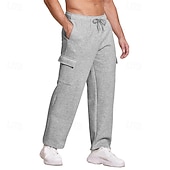 preiswerte Sweatpants-Herren Jogginghose Trainingshose Jogginghose Jogger Hose Hosen Cargo-Jogginghose Jogginghose mit geradem Bein Kordelzug Elastische Taille Multi Pocket Glatt Komfort Warm In voller Länge Outdoor