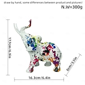 levne Sochy-pryskyřice barevná socha slona, barevné umění sochy slona barevná výzdoba slona feng shui ornament sloni socha zvířat do kuchyně kancelářská police domácí dekorace, pro domácí kancelář desktop pokoj
