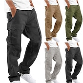 cheap Cargo Pants-Men&#039;s Cargo Pants Cargo Trousers Trousers Drawstring Elastic Waist Multi Pocket Plain Comfort Breathable Casual Daily Fashion Streetwear Black Light Green