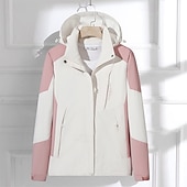 economico Giacche impermeabili-Per donna Giacca Softshell Giubbino da escursione Inverno All&#039;aperto Color Block Tenere al caldo Antivento Resistente all&#039;acqua Giacca a vento Viaggi Rosso bordeaux Nero Bianco Giallo Rosa