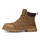 baratos Botas de trabalho-Homens Botas Botas de trabalho Couro Premium Confortável Antiderrapante Com Cadarço Amarelo Cáqui