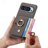 זול תיק טלפון אחר-טלפון מגן עבור Pixel 9 Pro Pixel 9 Pro XL Pixel 8 Pro Pixel 8 פיקסל 9 Pixel 7 Pixel 7 Pro Pixel 6 Pixel 6 Pro כיסוי אחורי מחזיק טבעת חריץ לכרטיס עמיד בזעזועים רטרו TPU עור PU