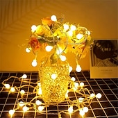 Недорогие Питание от батареек-10м 80 LED светодиодные шары на батарейках наружные струнные огни для вечеринок садов и праздничного декора