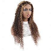 economico Parrucche lace front capelli veri-parrucca frontale in pizzo ombre 13x4 con capelli umani p4/27 parrucca con capelli umani a onda profonda densità 150%