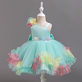 levne Párty šaty-Děti Dívčí Šaty na párty Pevná barva Květiny Bez rukávů Zvláštní příležitosti Módní Princeznovské Polyester Šaty na párty Léto Jaro 2-8 let Více barev Žlutá Světlá růžová