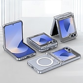 cheap Samsung Cases-Phone Case For Z Flip 6 Z Flip 5 Z Flip 4 Z Flip 3 Back Cover Magnetic Support Wireless Charging Shockproof Retro TPU Silicone