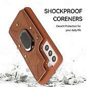 levne Pouzdra pro Samsung-telefon Carcasă Pro S23 Ultra Plus S23 S22 S22 Plus Ultra S21 FE S21 S21 Ultra Plus A54 A34 A14 S20 Plus S20 Ultra Zadní kryt Držák na prsteny Nárazuvzdorné Retro TPU PU kůže
