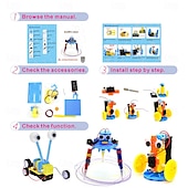 お買い得  文房具-子供向けのSTEM科学ロボットキット、6イン1科学実験プロジェクトエンジニアリングビルディングロボットキット、男の子女の子向けの誕生日プレゼントおもちゃ