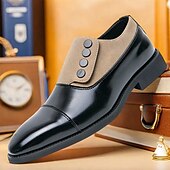 tanie Półformalny-męskie, vintage, formalne buty typu oxford – dwukolorowa sztuczna skóra i zamszowe guziki, idealne na spotkania biznesowe i specjalne okazje