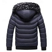 preiswerte Daunenjacken &amp; Parkas für Herren-Herren Wintermantel Daunenjacke Gepolstert Tasche Abnehmbare Kapuze Polyester Urlaub Alltagskleidung Date Regulär Mode Lässig Bequem Thermowarm Herbst Winter Farbblock Wein Schwarz Gelb Dunkelgrün