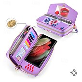 voordelige Samsung-hoesje-telefoon hoesje Voor S24 Ultra S24 Plus S24 S23 S23 Ultra S23 Plus S22 S22 Ultra Achterkant Wallet Card Case Rits met draagkoord met polsband Retro TPU PU-nahka