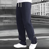 preiswerte Sweatpants-Herren Jogginghose Trainingshose Jogginghose Jogger Hose Hosen Jogginghose mit geradem Bein Ausgestellte Jogginghose Kordelzug Elastische Taille Bein mit Reißverschluss Glatt Komfort Warm In voller