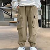 voordelige Broeken-Kinderen Jongens Broek Cargohosen Broek Lapwerk Zak Effen Kleur Ademend Zacht Comfort Broek Buiten Dagelijks Basic Zwart Khaki Middelhoge taille