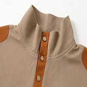 cheap Casual Henley Tee-Men&#039;s T shirt Tee Waffle Shirt Tee Top Color Block Henley Street Vacation Long Sleeve Clothing Apparel Fashion Designer Basic