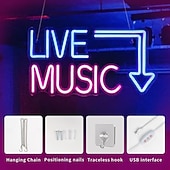 Недорогие Неоновые LED огни-живая музыка неоновая вывеска светодиодная, большая синяя &amp;розовый неоновый свет для студии, бара, спальни, вечеринки, декора стен клуба - питание от USB