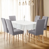 baratos Capa para Cadeira de Jantar-2 peças capa para cadeira de jantar cor de vinho, capa elástica repelente de água para assento de cadeira, elastano com protetor de fundo elástico para sala de jantar, cerimônia de casamento,
