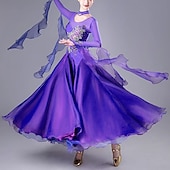 cheap Ballroom Dancewear-Ballroom Competition Dresses Women National Standard Waltz Dancing Clothes Long Sleeve Party Modern Dance Stage Wear Costumes