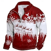 cheap Christmas Animal Outfit-New Year Christmas Men&#039;s Sweatshirt Long Sleeve Vacation Going out Streetwear Light Yellow Dark Yellow Light Blue Gray&amp;White Red2 Print Spring &amp;  Fall Designer S M L XL XXL 3XL