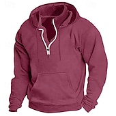 abordables sudaderas basicas hombre-Hombre Sudadera Sudadera con capucha y cremallera de un cuarto Sudadera táctica con capucha Táctico Negro Vino Azul Marino Verde Oscuro Color Camello Con Capucha Plano Deporte Diario Festivos Ropa de