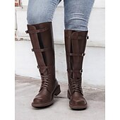 abordables Bottes de combat-bottes de combat à lacets à mollet large pour femmes avec sangles à boucle, semelle robuste - confortables et élégantes pour une tenue décontractée et extérieure