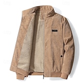 preiswerte Herrenjacken &amp; Herrenmäntel-Herren Winterjacke Cordjacke Fleecejacke Freizeitjacke Täglich Urlaub warm Tasche Vlies Herbst Winter Glatt Modisch Strassenmode Ständer Standard Schwarz Gelb Armeegrün Grau Jacken