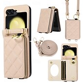 economico Cover Samsung-telefono Custodia Per Capovolgi Z 6 Z Flip 5 Z Flip 4 Z Flip 3 Per retro con cordino Slot per schede Fibbia ad anello Retrò TPU pelle sintetica