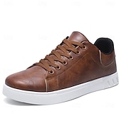 economico Sneakers da uomo-sneakers casual da uomo marroni con lacci - design minimalista con suola bianca, comfort quotidiano