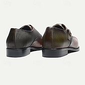 お買い得  クラシックドレスシューズ-織りの質感とバックルのディテールを備えたメンズプレミアム牛革オックスフォードシューズ - フォーマルな場面に最適なエレガントなドレスシューズ
