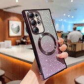 abordables Carcasas Samsung-teléfono Funda Para S24 S24 Ultra Plus S24 FE S23 S22 S21 S20 Ultra Plus FE S25 Ultra Funda Trasera Magnética Soporte de carga inalámbrica Antigolpes Retro Enchapado