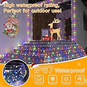 abordables Guirlandes lumineuses à brancher-Guirlande lumineuse de Noël 100 m 1000 LED, guirlande lumineuse en fil de cuir étanche avec télécommande, basse tension, parfaite pour la décoration extérieure et intérieure de Noël