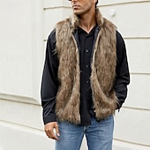 economico Gilet-Per uomo Gilet Cappotto di pelliccia sintetica Giornaliero Appuntamento Da mare Di tendenza Informale Autunno inverno Tenere al caldo Poliestere Comodo Liscio Cardigan Colletto alla coreana Standard