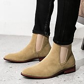 abordables Bottes de Chelsea-bottines chelsea en simili-suède pour homme – bottines décontractées à enfiler avec empiècements latéraux élastiques pour un usage quotidien, style vintage