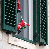 cheap Tree Accessories-Christmas Climbing Santa Claus Ladder and Rope Hanging Ornament – Inflatable and Plush Santa for Christmas Tree, Hotel, and Mall Holiday Decorations