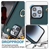 お買い得  iPhone用ケース-電話 ケース 用途 iPhone 16 Pro Max プラス iPhone 15 プロマックスプラス iPhone 14 13 12 11 Pro Max Plus iPhone 14 Pro Max iPhone 13 12 11 Pro Max バックカバー バンカーリング ストラップ付き カード挿入口 レトロ風 TPU PUレザー