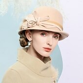 ieftine Pălării Party-pălării 100% lână melon/pălărie cloche pălărie fedora nuntă ceai nuntă elegantă cu bowknot floare căciulă pentru cap
