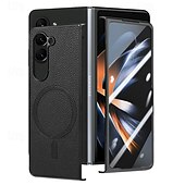お買い得  サムスン用ケース-電話 ケース 用途 Zフォールド6 Z Fold 5 Z Fold 4 バックカバー スタンド付き とスクリーンプロテクター 磁石バックル レトロ風 TPU PUレザー