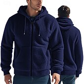 cheap Basic Hoodies-Men's Full Zip Hoodie Zip Up Hoodie Black Navy Blue Khaki Gray Hooded Plain Zip Up Sports &amp; Outdoor Daily Holiday Polyester Streetwear Basic Casual Spring &amp;  Fall Clothing Apparel Hoodies Sweatshirts